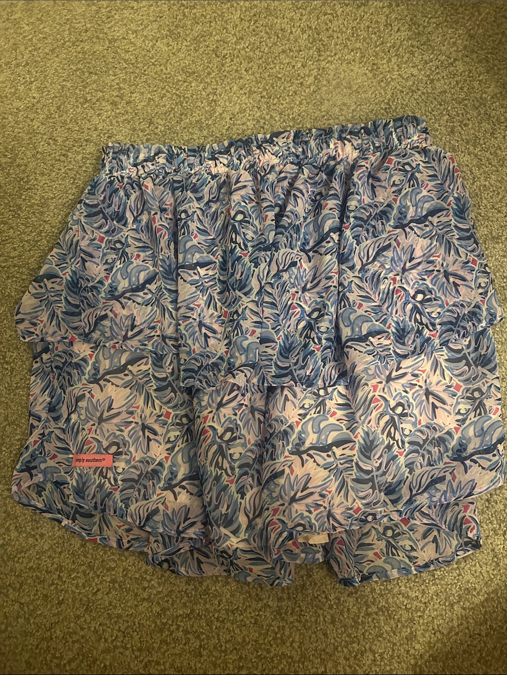 Simply Southern Blue Floral Ruffle Skort